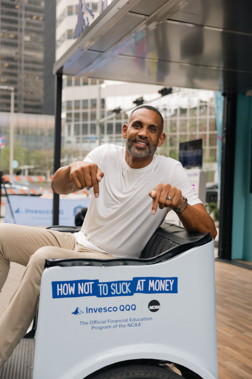 The How Not to Suck at Money pedicab activation in Houston